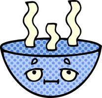 comic book style cartoon bowl of hot soup vector