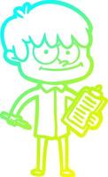 cold gradient line drawing happy cartoon man vector
