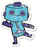 distressed sticker of a cartoon robot vector