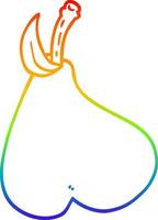 rainbow gradient line drawing cartoon pear vector