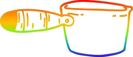 rainbow gradient line drawing cartoon cooking pan vector