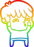 rainbow gradient line drawing cartoon curious man vector