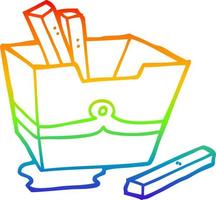 caja de dibujos animados de dibujo de línea de gradiente de arco iris de papas fritas vector