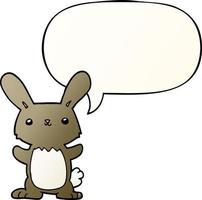 cute cartoon rabbit and speech bubble in smooth gradient style vector