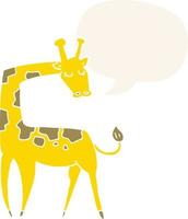 cartoon giraffe and speech bubble in retro style vector