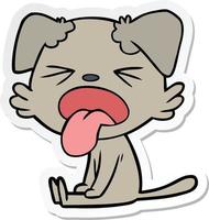 sticker of a cartoon sitting dog vector