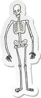 sticker of a cartoon spooky skeleton vector