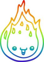 rainbow gradient line drawing cartoon flame vector