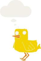 cartoon duck and thought bubble in retro style vector