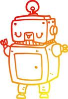 warm gradient line drawing cartoon robot vector