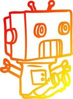 warm gradient line drawing cartoon robot vector