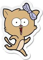 sticker of a cartoon cat vector