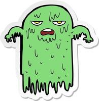 sticker of a cartoon slimy ghost vector