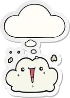 cute cartoon cloud and thought bubble as a printed sticker vector