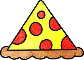 quirky hand drawn cartoon slice of pizza vector