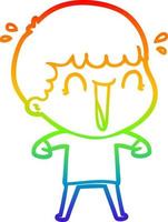 rainbow gradient line drawing laughing cartoon man vector