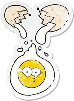 distressed sticker of a cartoon cracked egg vector