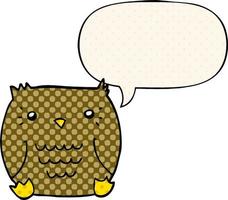 cartoon owl and speech bubble in comic book style vector