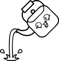 line drawing cartoon pouring kettle vector