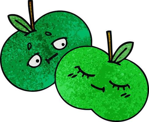 retro grunge texture cartoon apples