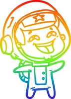 rainbow gradient line drawing cartoon laughing astronaut vector