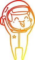 warm gradient line drawing happy cartoon astronaut vector