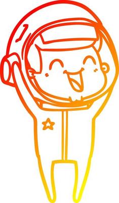 warm gradient line drawing happy cartoon astronaut