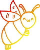 warm gradient line drawing cute cartoon bee vector