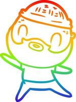 rainbow gradient line drawing cartoon bearded man vector