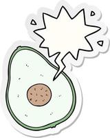 cartoon avocado and speech bubble sticker vector