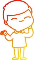 warm gradient line drawing cartoon shy smiling boy vector