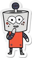 sticker of a happy cartoon robot giggling vector