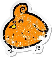 retro distressed sticker of a cartoon bird vector