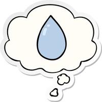 cartoon water droplet and thought bubble as a printed sticker vector