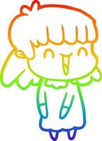 rainbow gradient line drawing cartoon woman vector