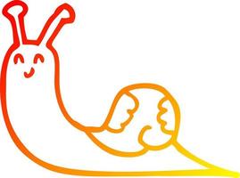 warm gradient line drawing cute cartoon snail vector