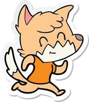 sticker of a cartoon happy fox vector