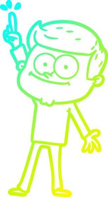 cold gradient line drawing cartoon smiling man