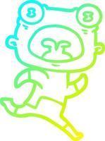 cold gradient line drawing cartoon weird alien running away vector