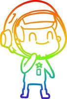 rainbow gradient line drawing happy cartoon astronaut vector