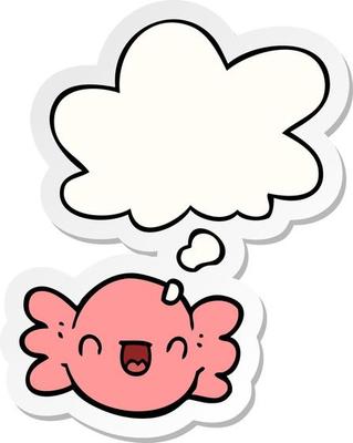 cartoon wrapped candy and thought bubble as a printed sticker