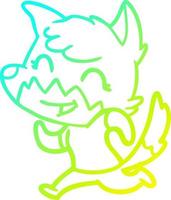 cold gradient line drawing happy cartoon fox vector