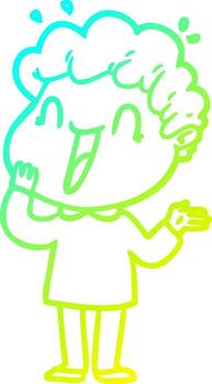 frío gradiente línea dibujo dibujos animados feliz hombre vector