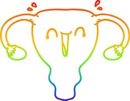 rainbow gradient line drawing cartoon happy uterus vector