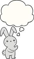 lindo conejo de dibujos animados y burbuja de pensamiento vector