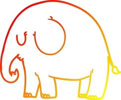 warm gradient line drawing cartoon elephant vector