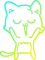 cold gradient line drawing cartoon cat singing vector