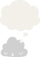 cute cartoon cloud and thought bubble in retro style vector