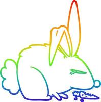 rainbow gradient line drawing cartoon annoyed rabbit vector