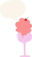 cartoon ice cream desert and speech bubble in retro style vector